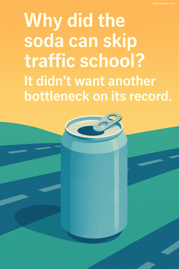 Why did the soda can skip traffic school? It didn't want another bottleneck on its record.