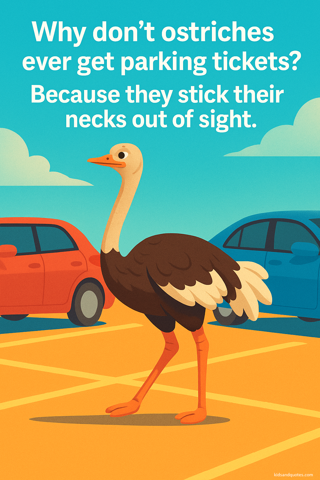 Neck Pun - Why don't ostriches ever get parking tickets? Because they stick their necks out of sight.