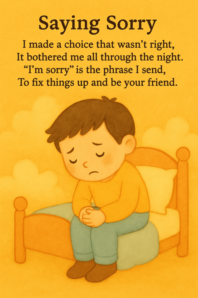 Short, easy, 4-line poem - Saying Sorry