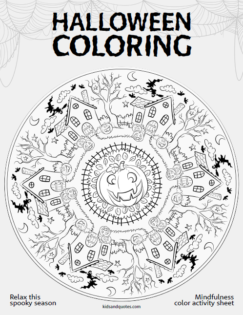 Halloween coloring page - Mindfulness color activity sheet
