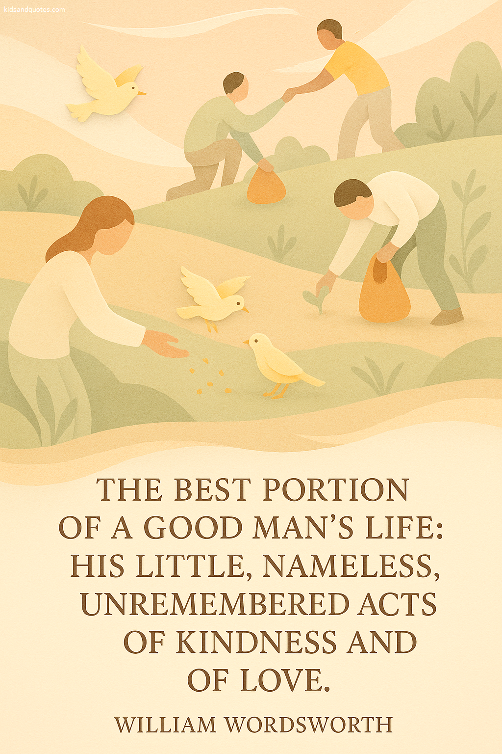 The best portion of a good man's life: His little, nameless, unremembered acts of kindness and of love - William Wordsworth