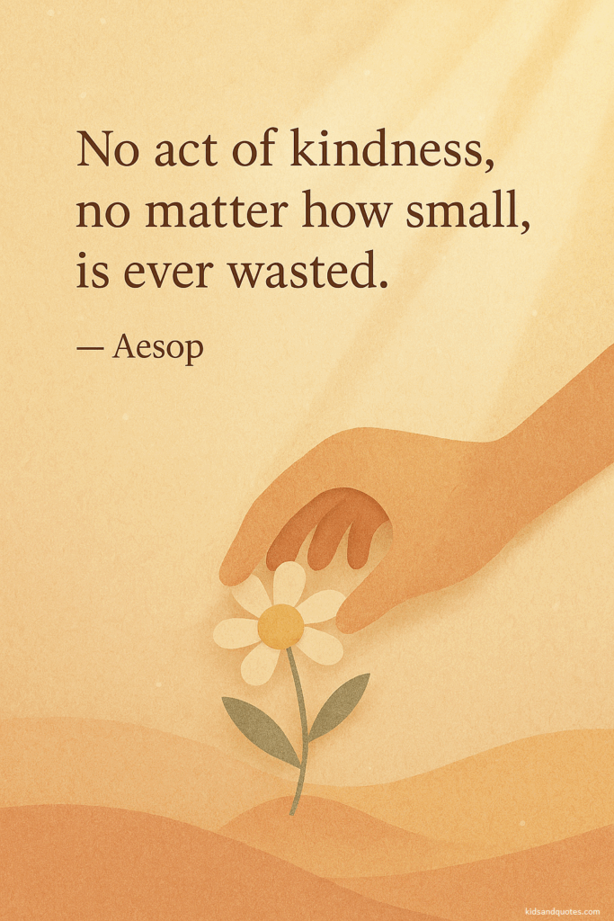 No act of kindness, no matter how small, is ever wasted - Aesop