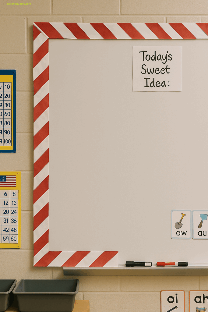 Candy-cane Chalkboard Border - Easy preschool christmas classroom decoration idea.