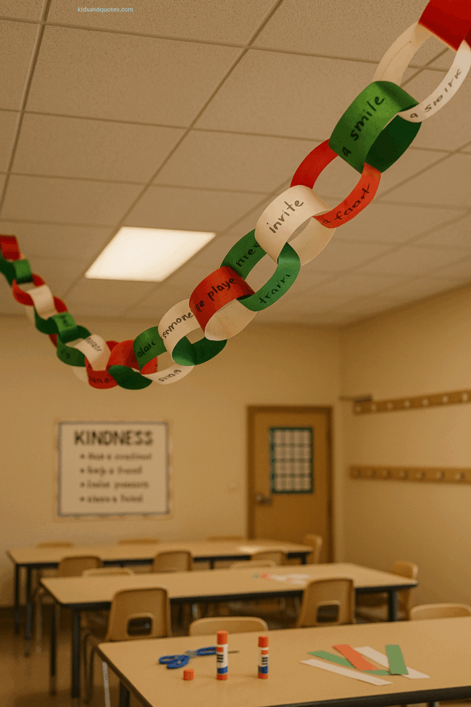 Kindness Countdown Chain - Easy christmas classroom idea for pre-school.