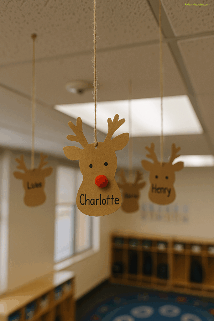 Reindeer Name Tags on ceiling