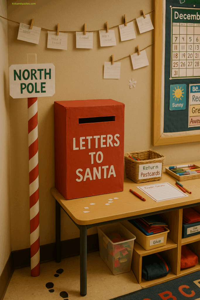 Letters to Santa Mail Box Corner - Easy Christmas classsroom decoration idea