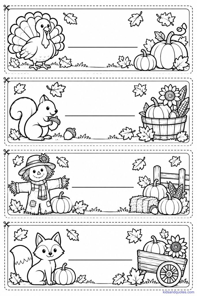 Thanksgiving activity sheet: Kids' place cards.