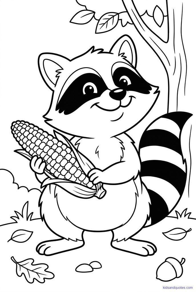 Coloring page of a masked bandit with a very proud look.