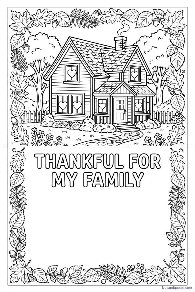 A foldable card with a leaf border and a blank inside for a note.