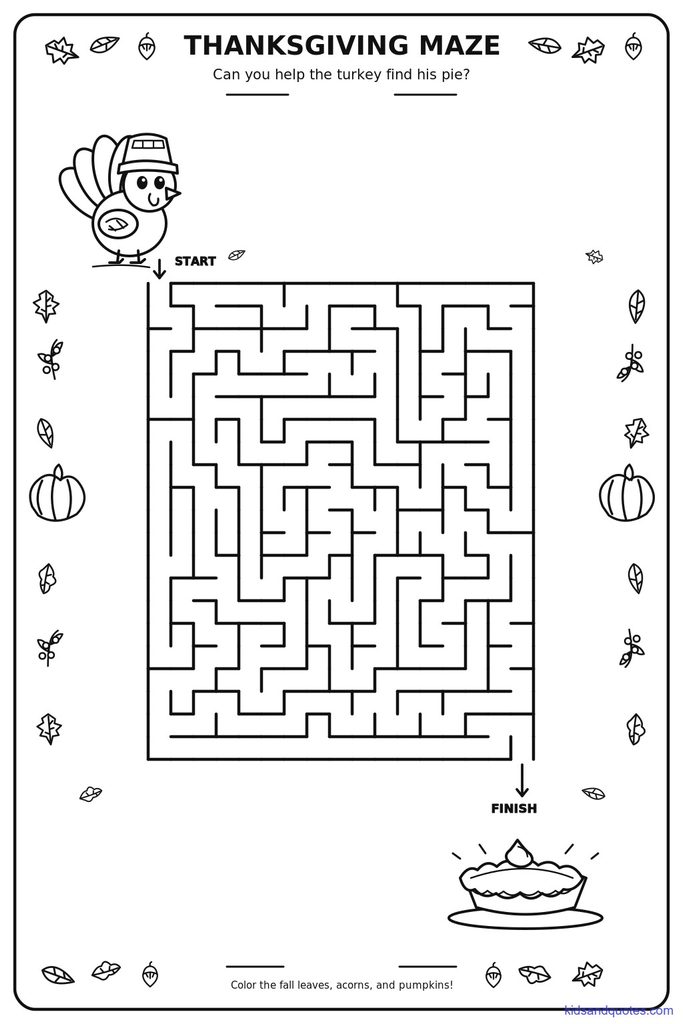 Thanksgiving activity printable: Thanksgiving maze.