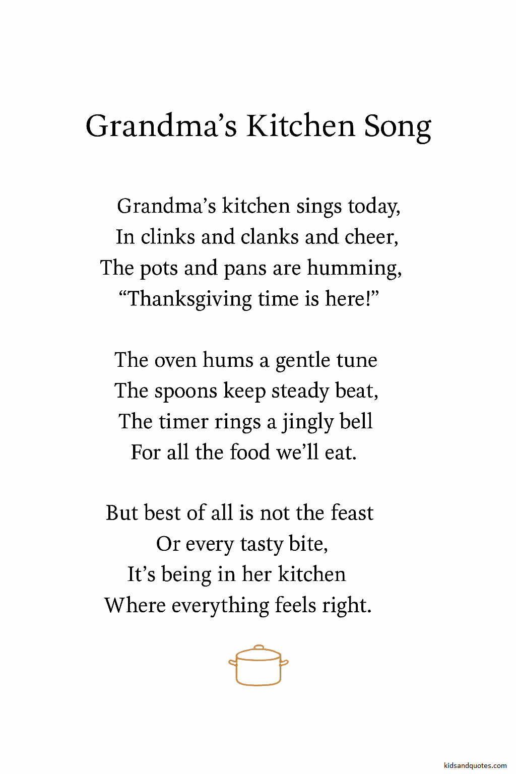 Grandma's Kitchen Song - Thanksgiving Day Poem