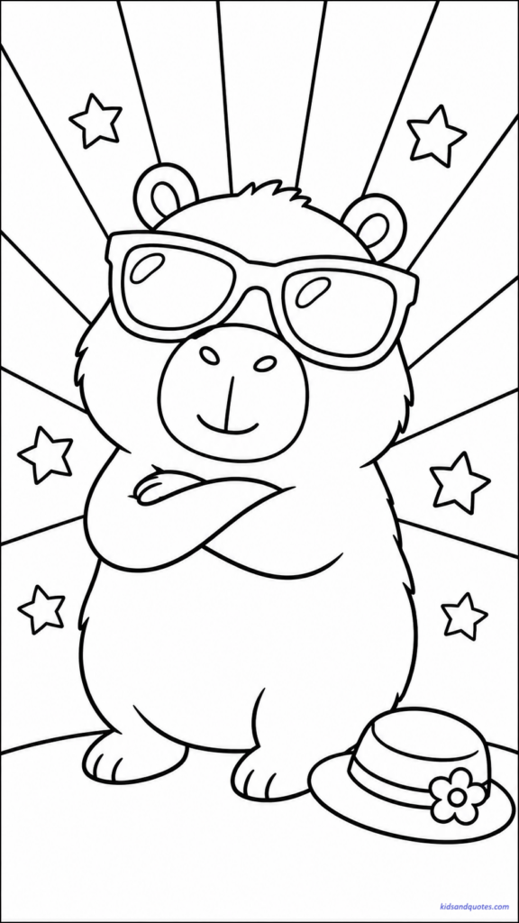 A cool capybara wearing big sunglasses with a playful pose.