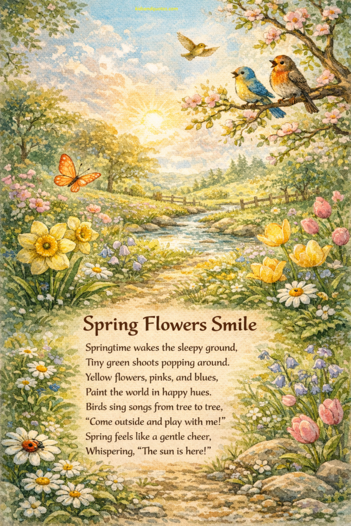 Easy to memorize 8-line poem: Spring Flowers Smile