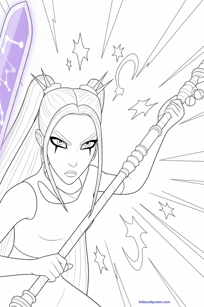 Free to print Kpop coloring page: Mira with Magical Energy