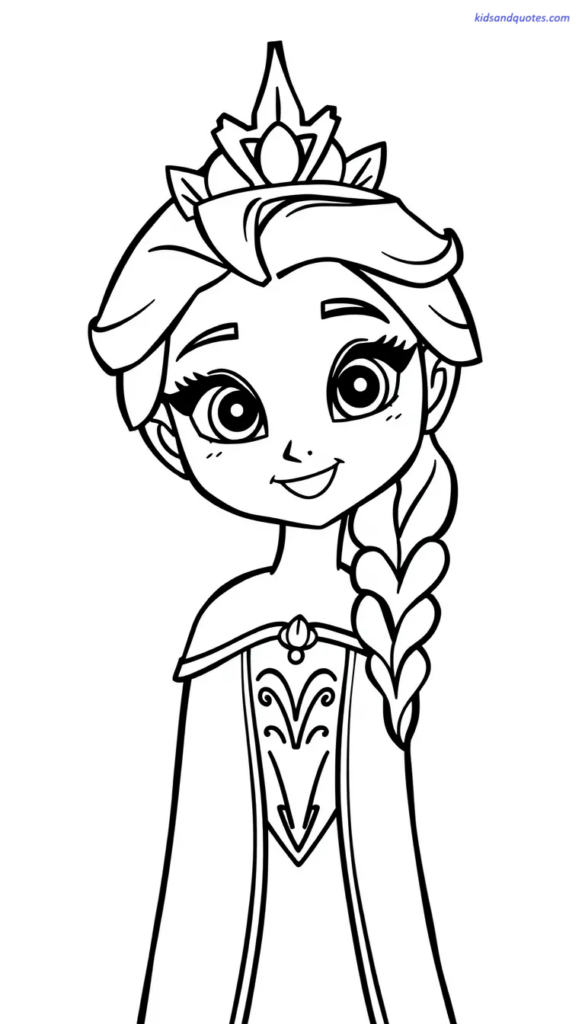 Elsa princess with simplified shapes and friendly expression.