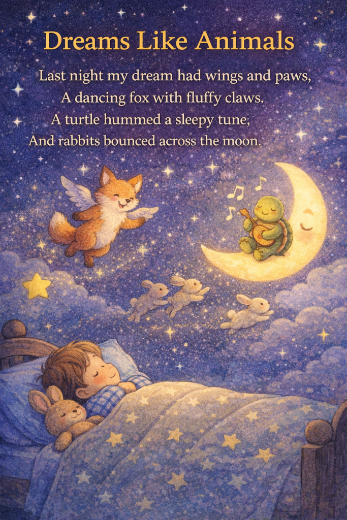 Short & easy to memorize poem: Dreams Like Animals