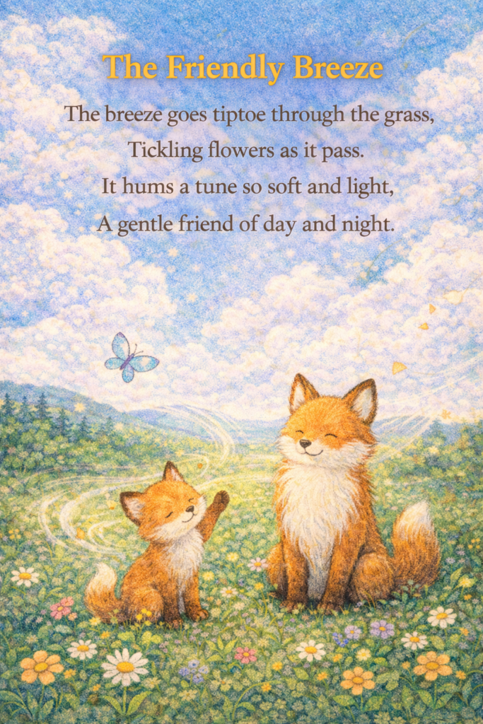 The Friendly Breeze: A short & easy poem for kids.