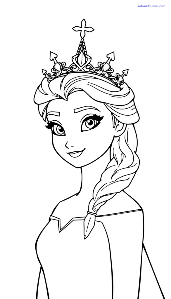 Elsa wearing a crown, calm pose.
