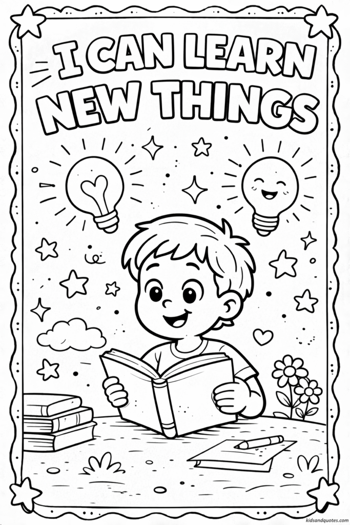 I can learn new things: Printable positive affirmation for kids.