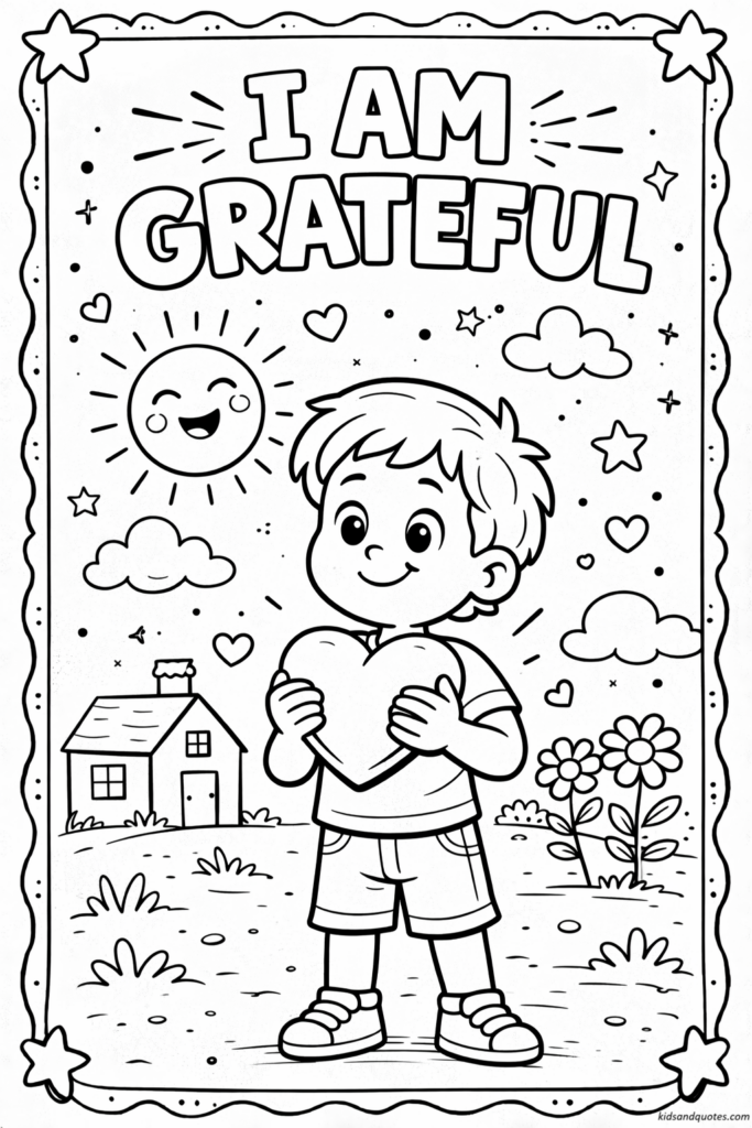 I'm Grateful: Free printable coloring page - Positive affirmation 