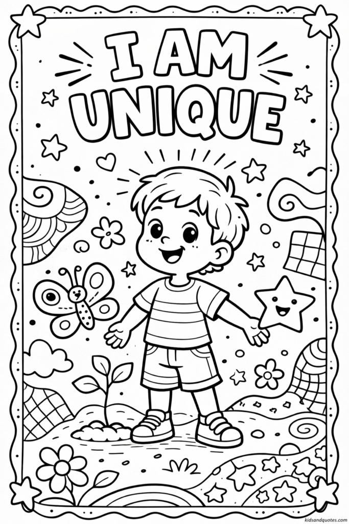 I am unique - positive affirmation for kids.