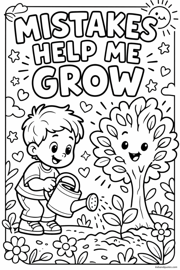 Mistakes help me grow - positive affirmation for kids.