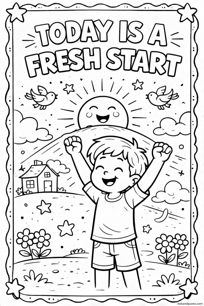 Today is a fresh start: Printable positive affirmation for kids