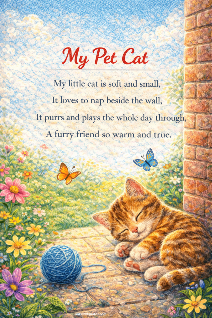 My Pet Cat, a short and easy poem for kids.