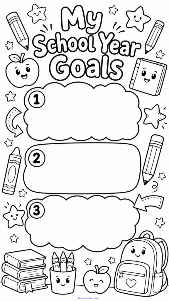 Coloring page titled “My School Year Goals.” 