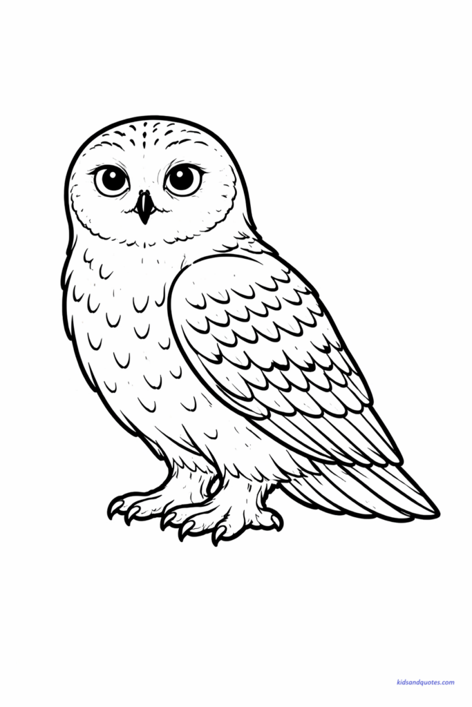More detailed Hedwig with layered feather patterns, standing upright.