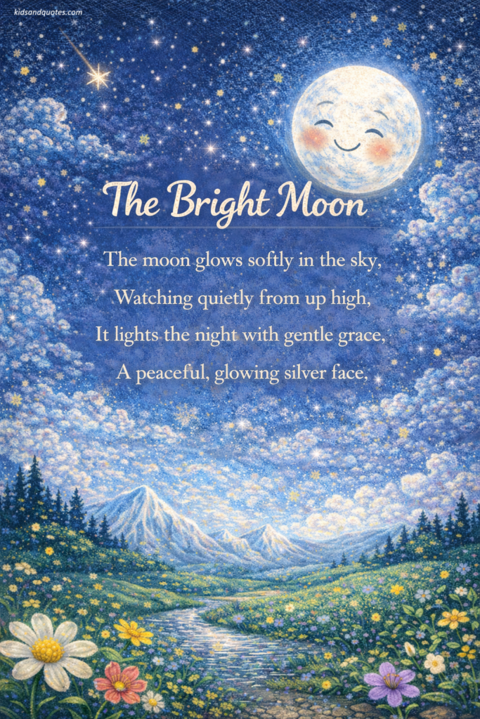 Short 4-line poem for kids: The Bright Moon