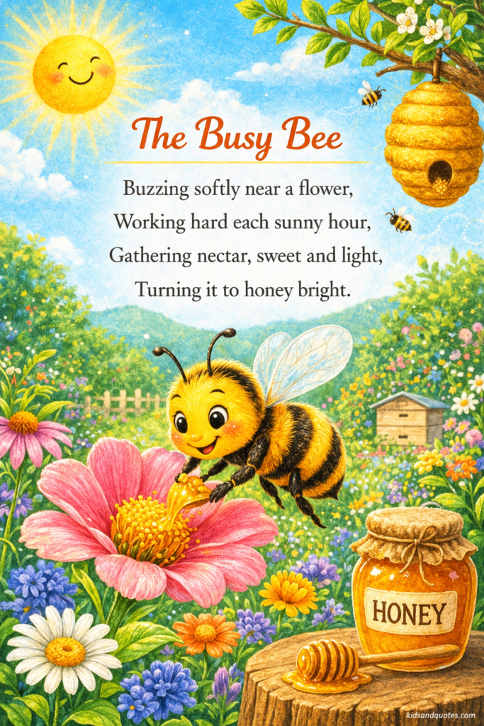 Easy & Short Four Line Poem for Kids: The Busy Bee