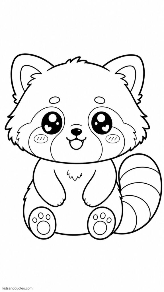 A red panda with blushing cheeks, tiny ears, big sparkling eyes, and a very round face.