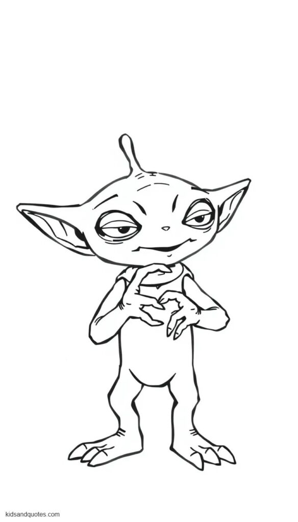 Coloring page: An alien holding the claw.