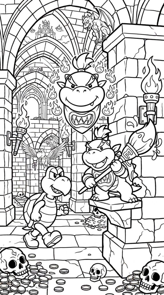 Coloring page of Bowser Jr. holding his paintbrush.