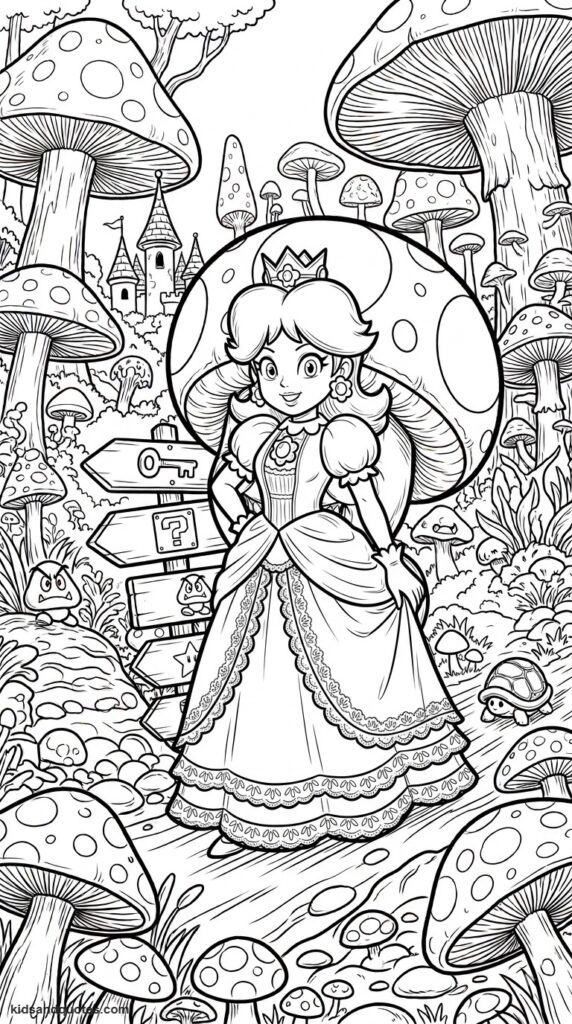 Coloring page PDF of Daisy portrait in her orange dress. 