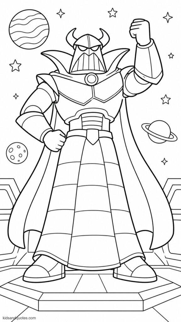 Coloring page: Emperor Zurg villain pose.