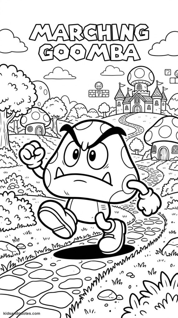 Goomba marching pose coloring page.