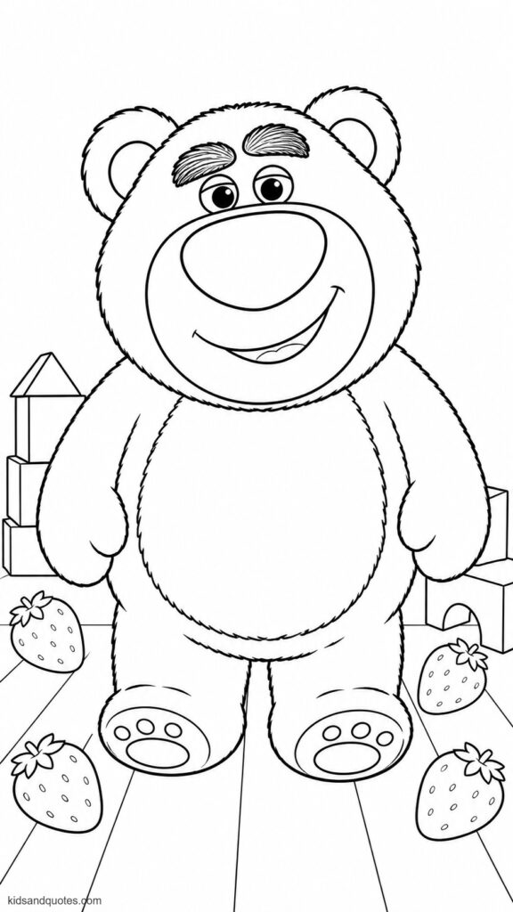 Coloring page: Lotso the strawberry-scented bear.