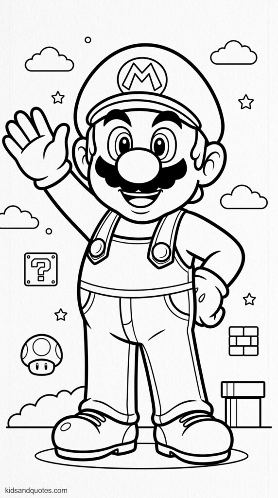 Free printable PDF of 'Classic Mario Portrait'.