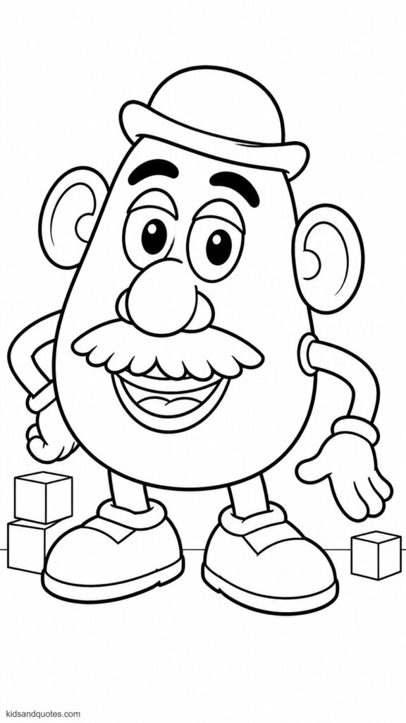 Coloring page: Mr. Potato Head from Toy Story.