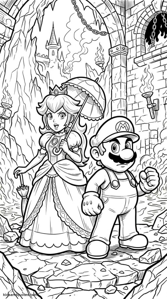 Peach and Mario team-up scene.
