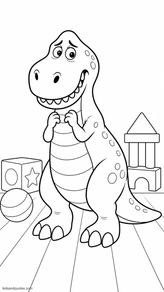 Toy Story Free printable: Rex the nervous dinosaur.