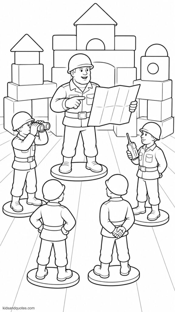 Coloring page: Sarge and the Green Army Men.