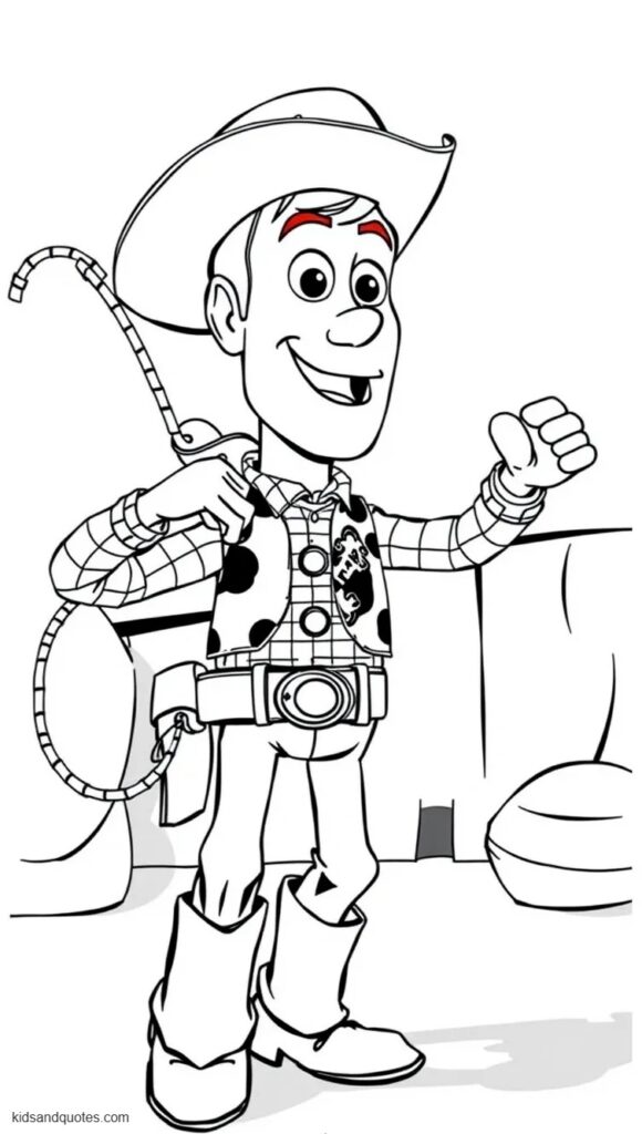 Free printable coloring page PDF - woody swinging lasso.