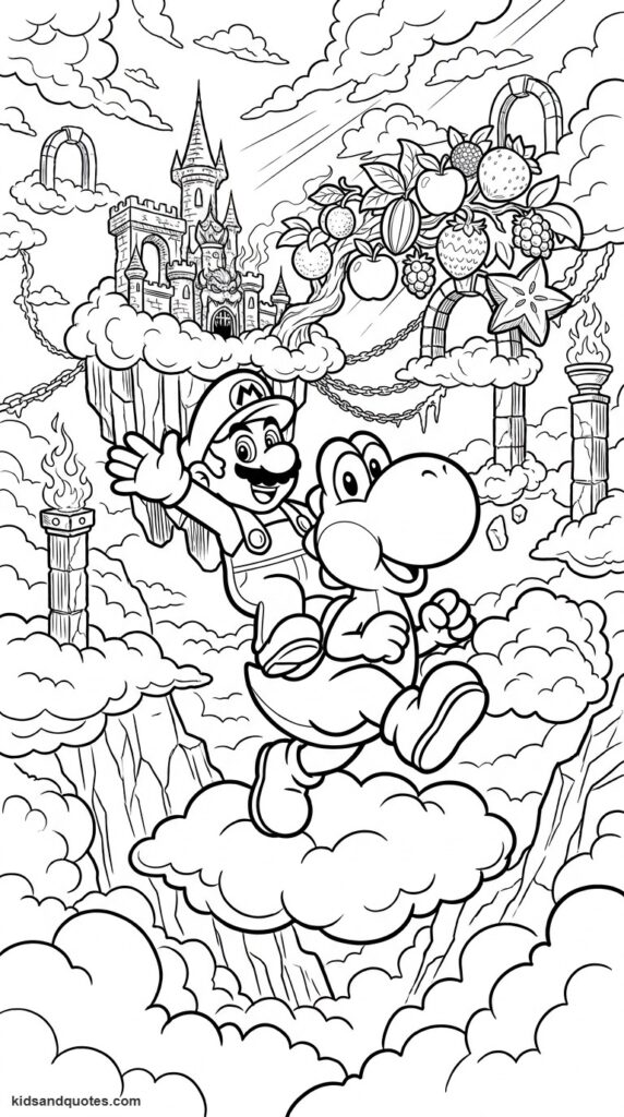 Yoshi carrying Mario on his back.