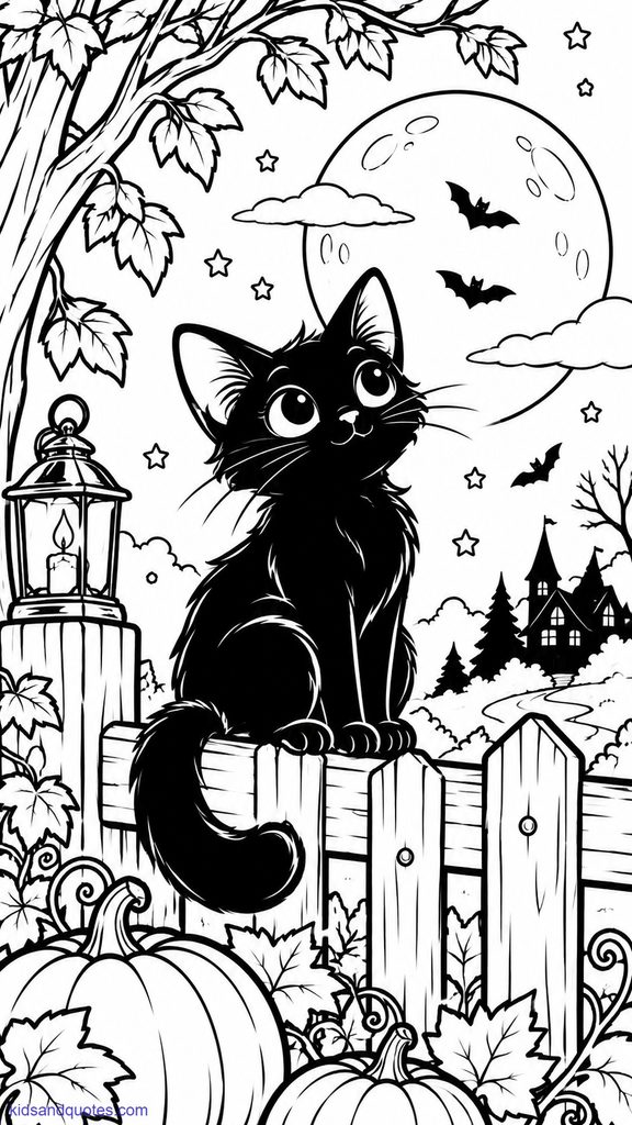 Black cat sitting on a fence.