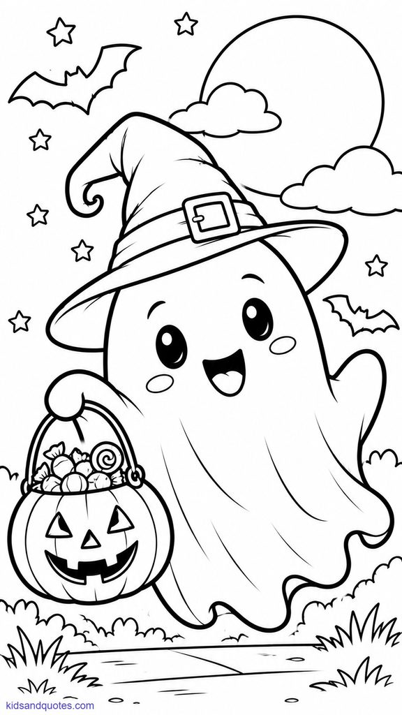 Ghost wearing tiny witch hat.