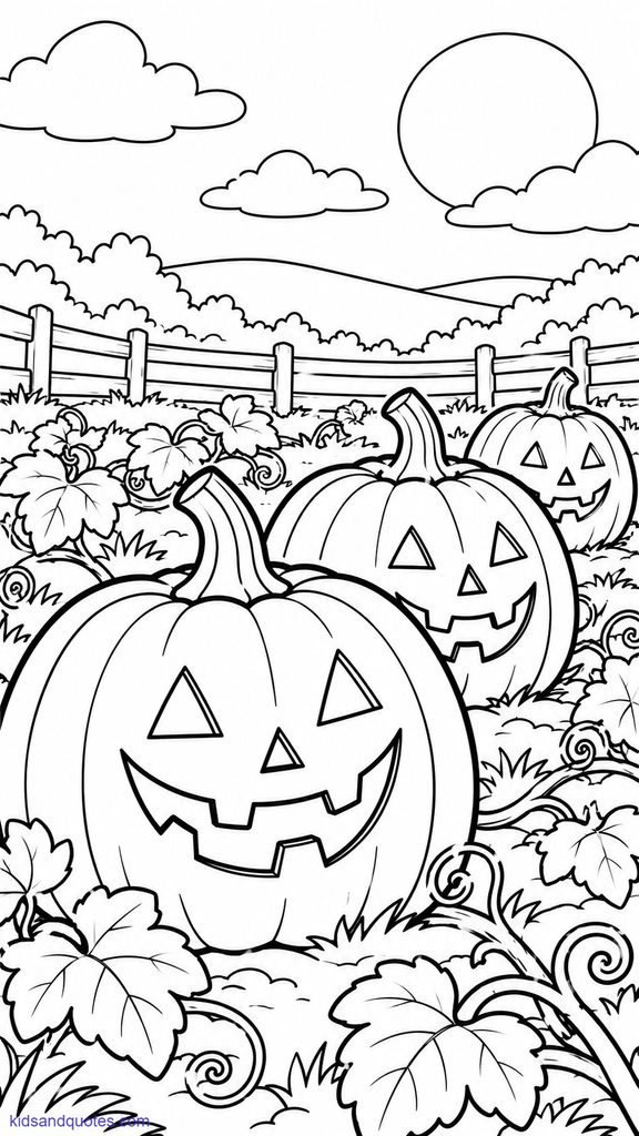 Free printable of pumpkin patch, vines, leaves.