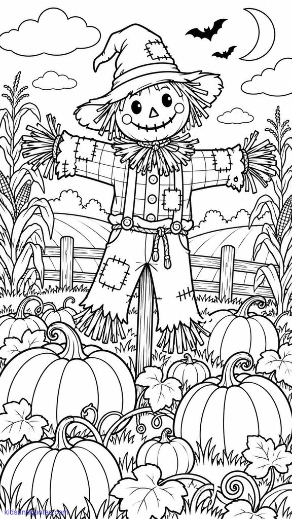 Scarecrow, pumpkin patch.
